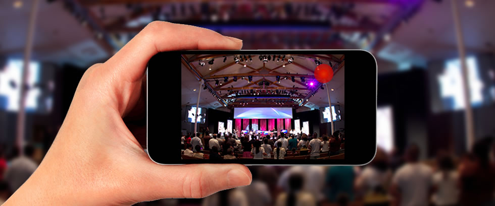 imagem de transmissão de culto ao vivo Godalive - Gravação feita via celular